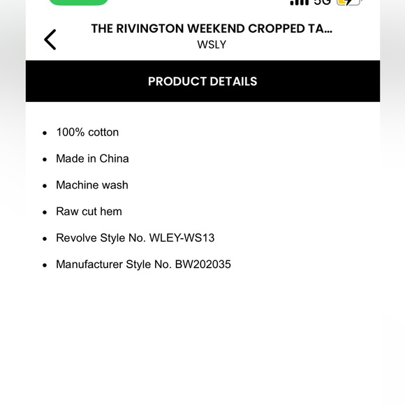 WSLY Rivington Ribbed Cropped Tank - Picture 2 of 6